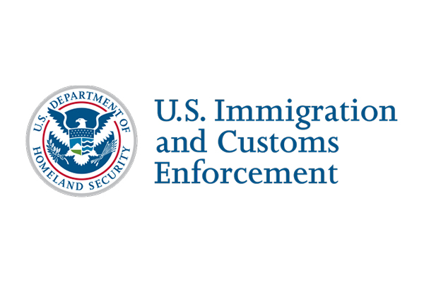 [ai] Logo of U.S. Department of Homeland Security featuring the seal of U.S. Immigration and Customs Enforcement. The text includes the organization name below the seal.